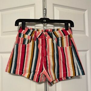 Forever 21 Multicolor Striped High Waist Shorts